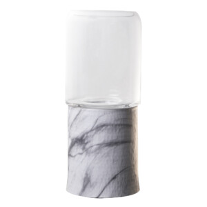 Domus: Clear Glass Vase with Marble Base: 32.5cm