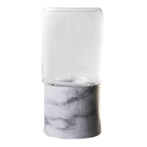 Domus: Clear Glass Vase with Marble Base: 28.5cm