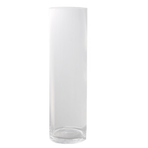 Domus: Clear Cylindrical Glass Vase: (50x14.3)cm