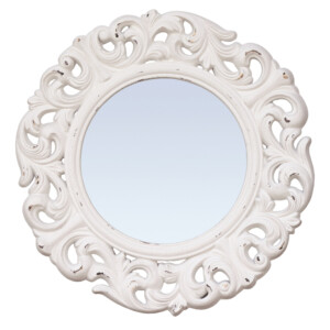 Decorative Round Wall Mirror With Frame: (80.5x80.5x4)cm, Antique Grey