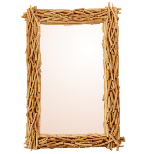 Decorative Wall Mirror With Frame: (120x60x7)cm, Natural
