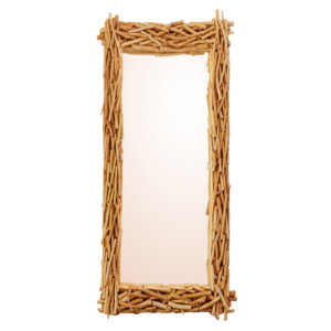 Decorative Wall Mirror With Frame: (180x60x7)cm, Natural