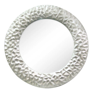 Decorative Round Wall Mirror With Frame: (89x89x6.5)cm, Matt White