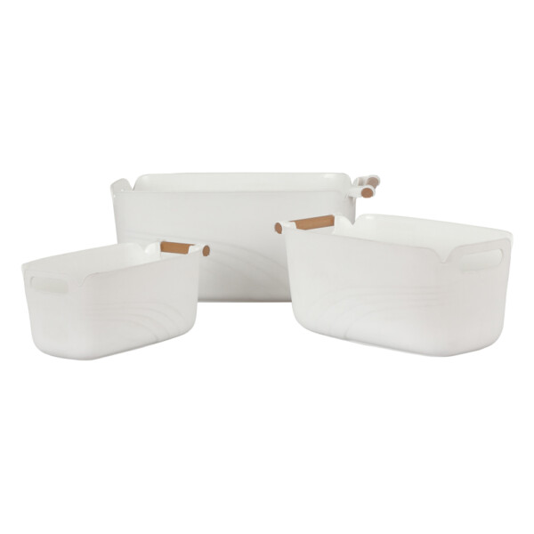 Nene Bathroom Storage Kit, 3pcs, White/Natural