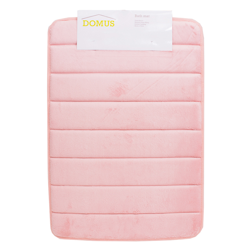 Coral Fleece Memory Foam Bath Mat: (60x40)cm, Pink