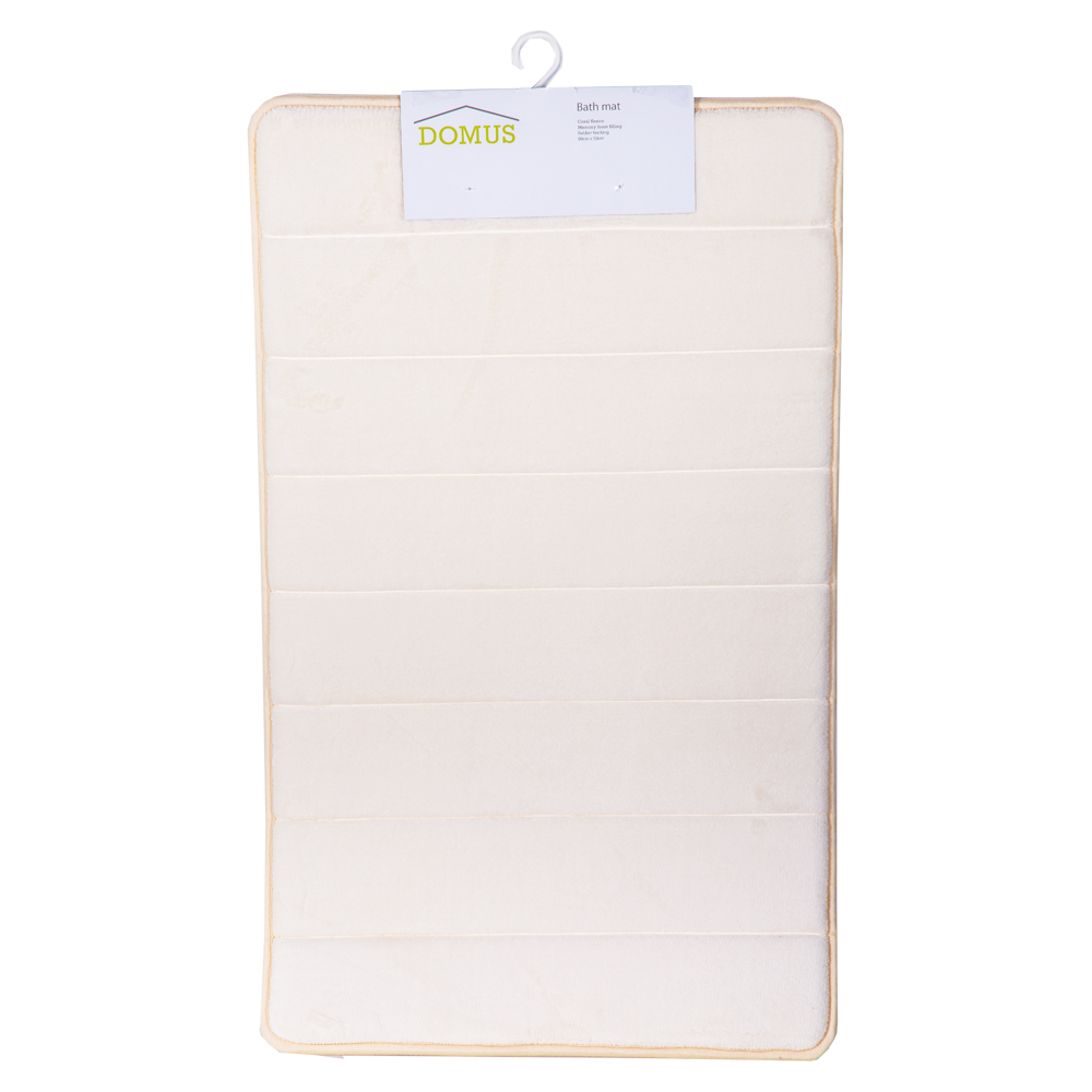 Coral Fleece Memory Foam Bath Mat: (60x40)cm, Cream
