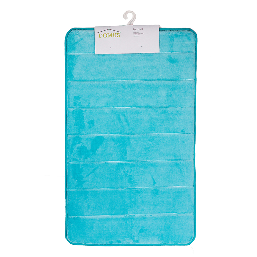 Coral Fleece Memory Foam Bath Mat: (80x50)cm, Light Blue