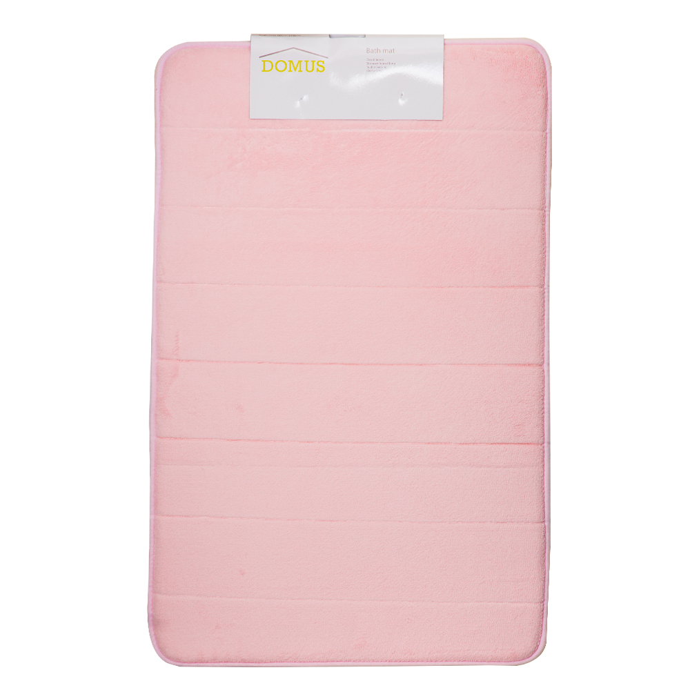 Coral Fleece Memory Foam Bath Mat: (80x50)cm, Pink