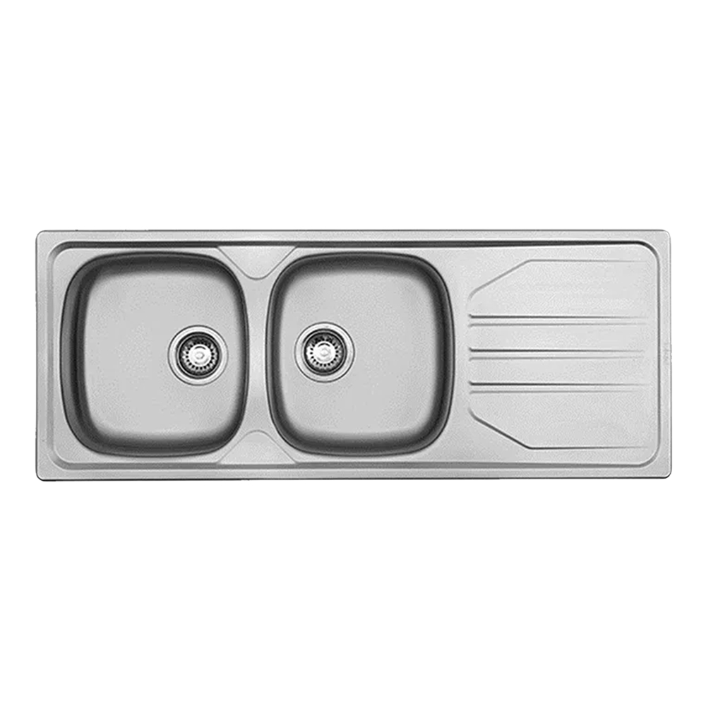 Nouveau: Stainless Steel Kitchen Sink: DB/SD (116x46)cm