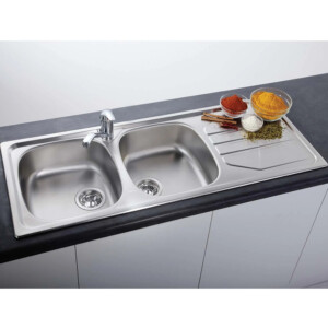 Nouveau: Stainless Steel Kitchen Sink: DB/SD (116x46)cm