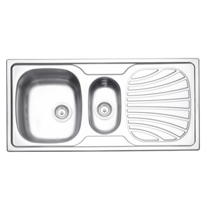 Stainless Steel Inset Kitchen Sink: 1.5B/SD,(100x50)cm,+Waste