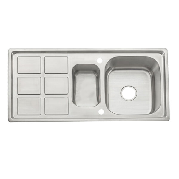 Stainless Steel Kitchen Sink + Waste: 1.5B/SD, (100x50)cm