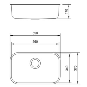 Stainless Steel Rectangle Under Counter Wash Basin with Single Bowl and Waste