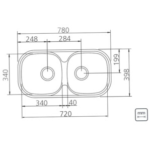 Stainless Steel Built-In Wash Basin with Double Bowl and Waste