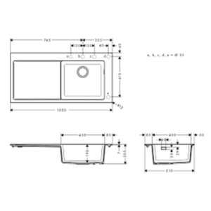 Hansgrohe: Built-In Sink 450 With Drainer, SB/SD; Concrete Grey