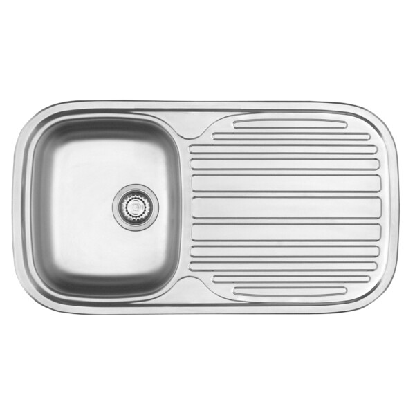 Quinline: S/Steel Kitchen Sink: SB/SD + Waste, (90X50)cm