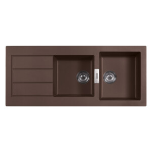 S2D621-116 Sirius Tectonite Inset Kitchen Sink, Double Bowl/Single Drain, Indria Brown