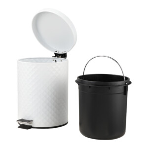 Fiona Step Bin, 5Lts; (20.5x20.5x28)cm, White