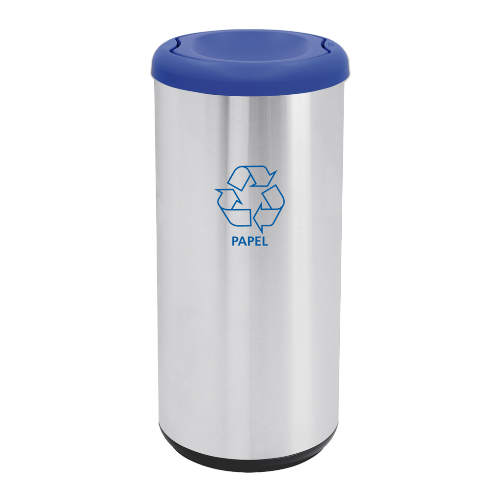 Stainless Steel Capsule Selecta Waste Bin With Swing Lid; 40lts Scotch Brite, Blue
