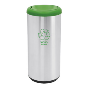 Stainless Steel Capsule Selecta Waste Bin With Swing Lid; 40lts Scotch Brite, Green