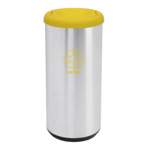 Stainless Steel Capsule Selecta Waste Bin With Swing Lid; 40lts Scotch Brite, Yellow