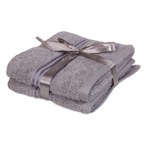 Royale: Plain Hand Towel Set- 2pcs: (41x66)cm, Grey