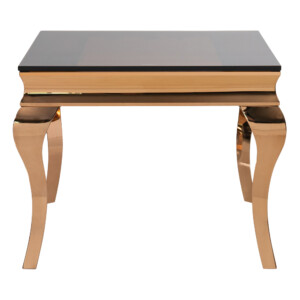 Glass Top Side Table (60x60x50cm), Rose Gold/Black