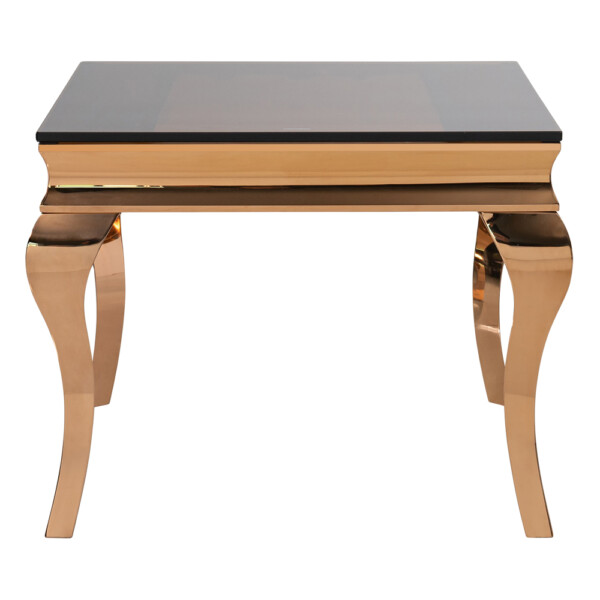 Glass Top Side Table (60x60x50cm), Rose Gold/Black