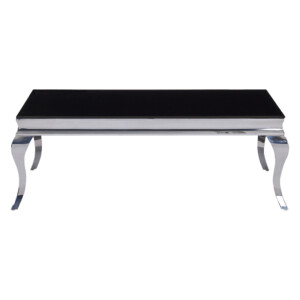 Glass Top coffee Table (130x70x45cm), Silver/Black