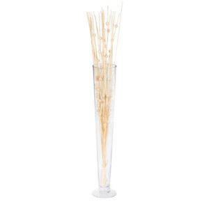 Winston: Decoration; Bamboo Stick With Wooden Pearl, 30 Stem, White