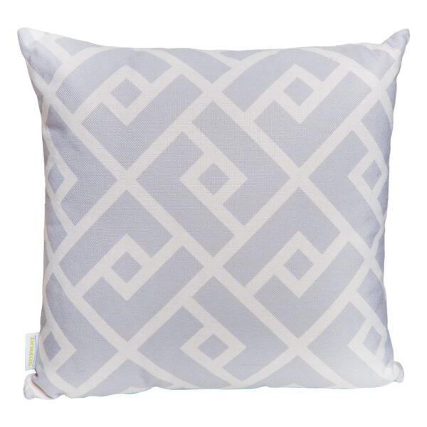 Domus: Grey and White Geometric Print Outdoor Pillow; (45x45)cm
