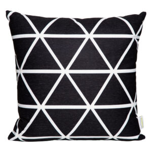Domus: Black and White Triangle Print Outdoor Pillow; (45x45)cm