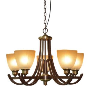 Iron Ceiling Pendant Lamp: 5xE27, (68 x 49)cm, Brown