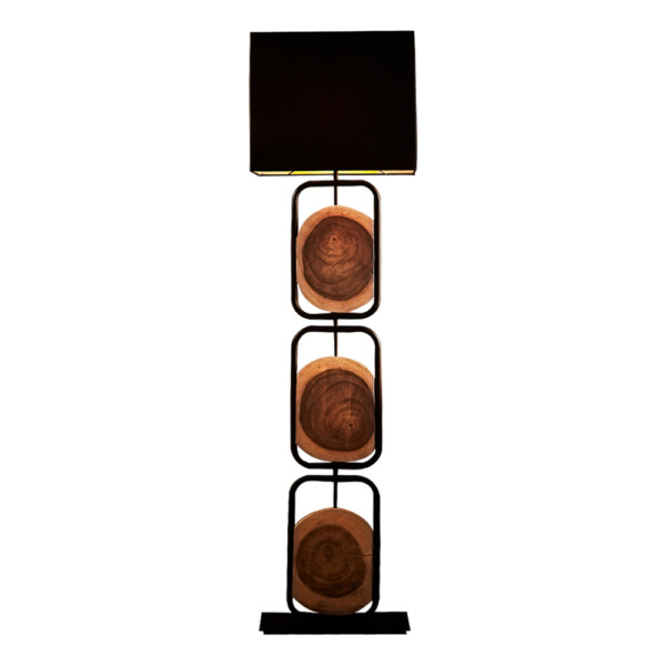 Rectro Floor Lamp With Rectangular Lamp Shade, Black/Gold