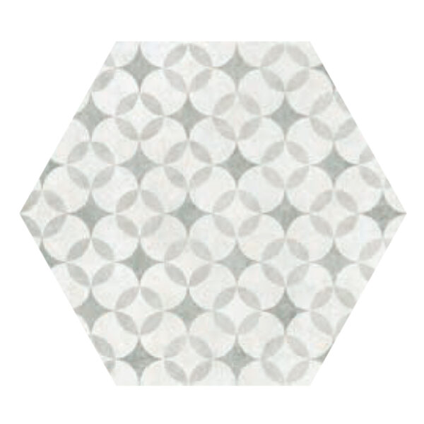 Atrium Hex Alpha Mix-Perla: Matt Porcelain Tile (25.8x29.0)cm