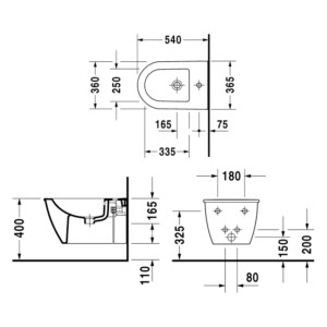 Darling N: Bidet, Wall Hung; 54cm White