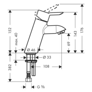 Focus S: Basin Mixer: without pop-up Single Lever, Chrome Plated