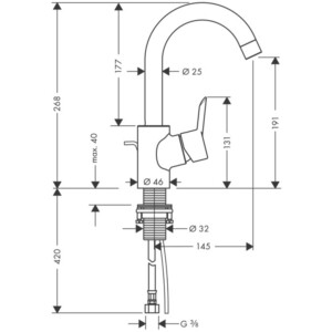 Focus S: Basin Mixer: Swivel Single Lever, Chrome Plated