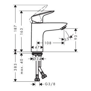 Logis Coolstart 100: Basin Mixer: Single Lever, Chrome Plated