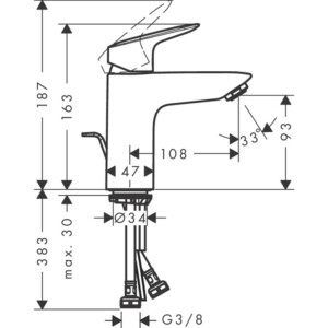 Hansgrohe Logis 100: Basin Mixer: Single Lever, Chrome Plated