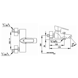 Cotto: Delta: Bath Mixer: Wall Type, Chrome Plated