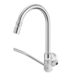 Docol: Benefit: Wall-Mount High Spout Sink Tap; Single Lever Chrome Plated