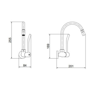 Docol: Benefit: Wall-Mount High Spout Sink Tap; Single Lever Chrome Plated