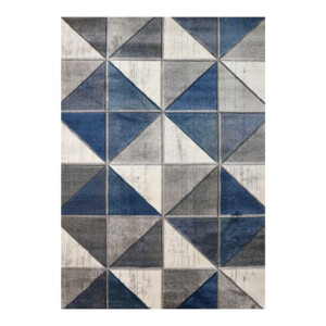 Aura Abstract-Art-Style Pattern Carpet Rug, (80x150)cm, Blue/Light/Dark Grey