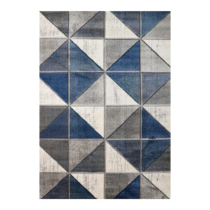 Aura Abstract-Art-Style Pattern Carpet Rug, (160x230)cm, Blue/Light/Dark Grey