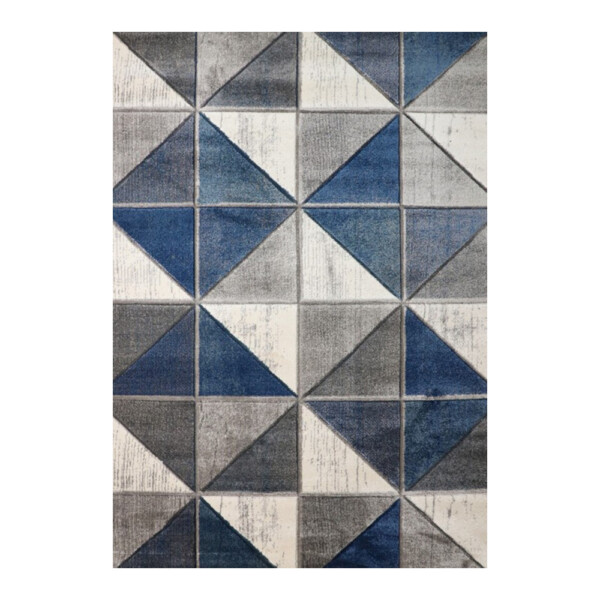 Aura Abstract-Art-Style Pattern Carpet Rug, (160x230)cm, Blue/Light/Dark Grey
