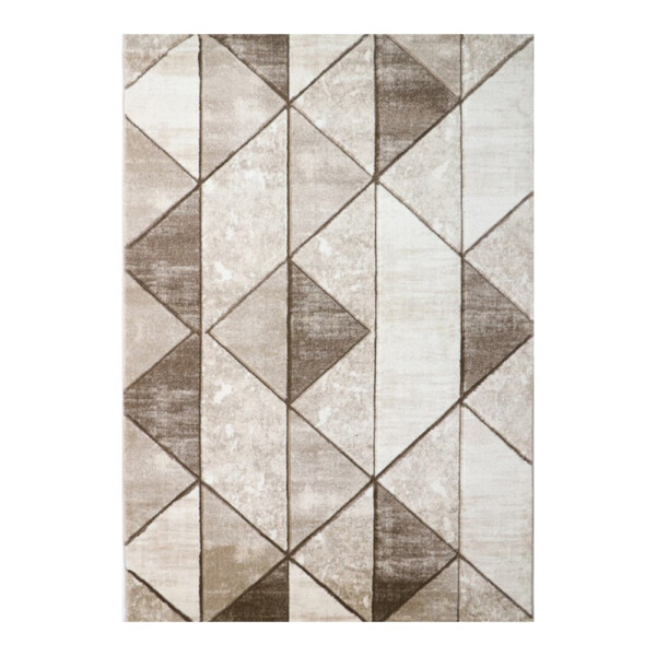 Aura Abstract Triangle Pattern Carpet Rug, (160x230)cm, Brown