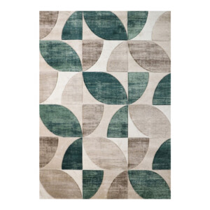 Aura Abstract Leaves Pattern Carpet Rug, (160x230)cm, Green/Grey