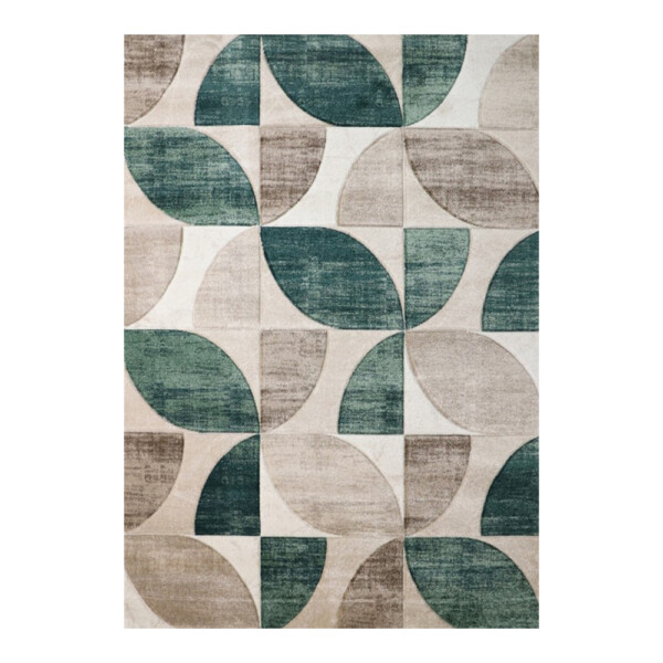 Aura Abstract Leaves Pattern Carpet Rug, (160x230)cm, Green/Grey