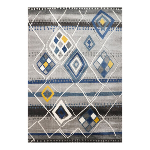 Aura Diamond/Striped Pattern Carpet Rug, (200x290)cm, Blue/Grey